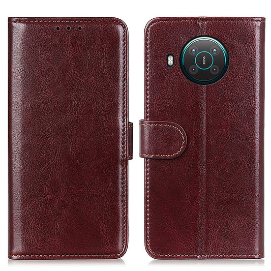 For Nokia X20/X10 Phone Case PU Leather Phone Cover Drop-proof Crazy Horse Protector with Stand Wallet