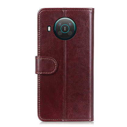 For Nokia X20/X10 Phone Case PU Leather Phone Cover Drop-proof Crazy Horse Protector with Stand Wallet