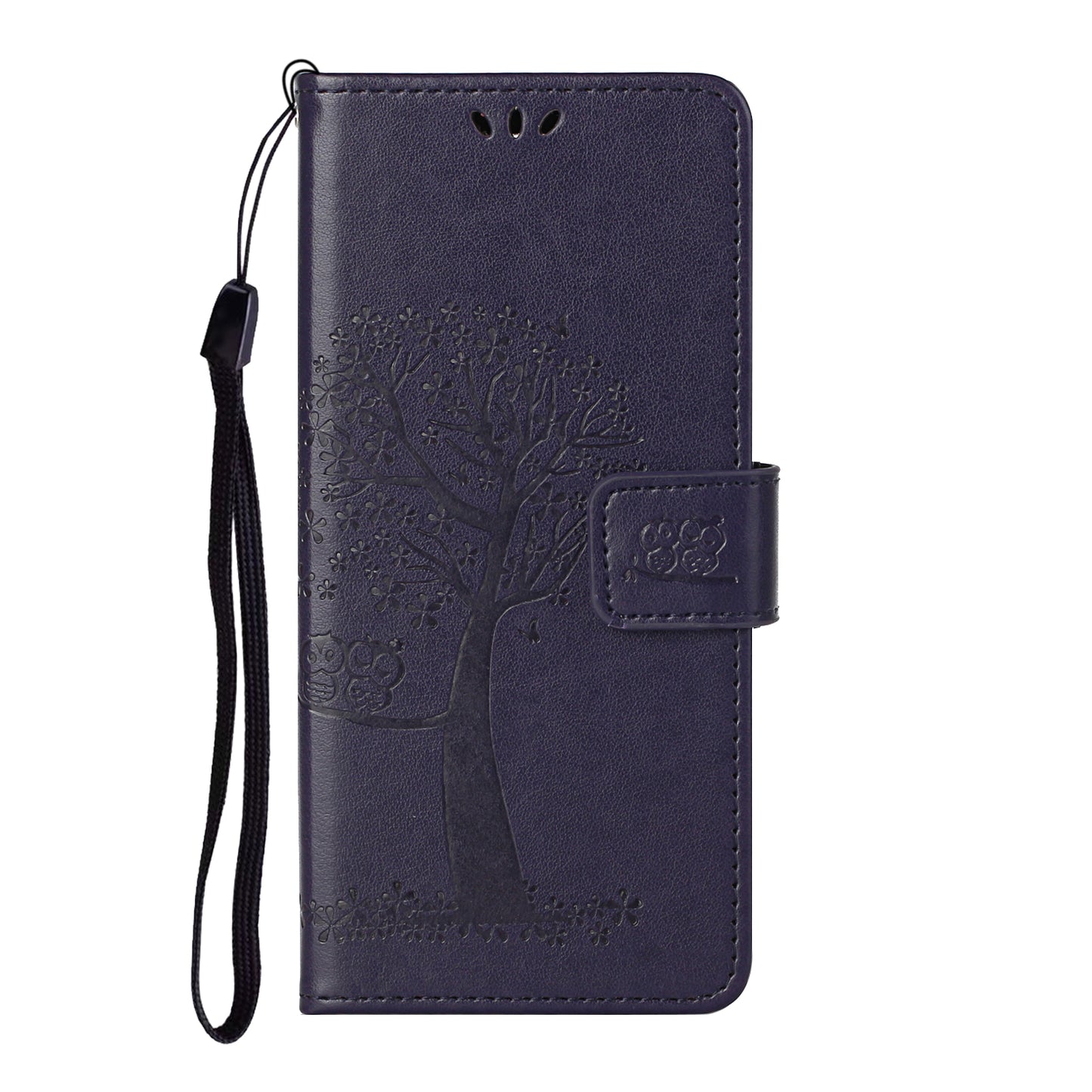 Wallet Design Leather Stand Phone Cover Case with Owl Tree Pattern Imprint for Nokia X10/X20