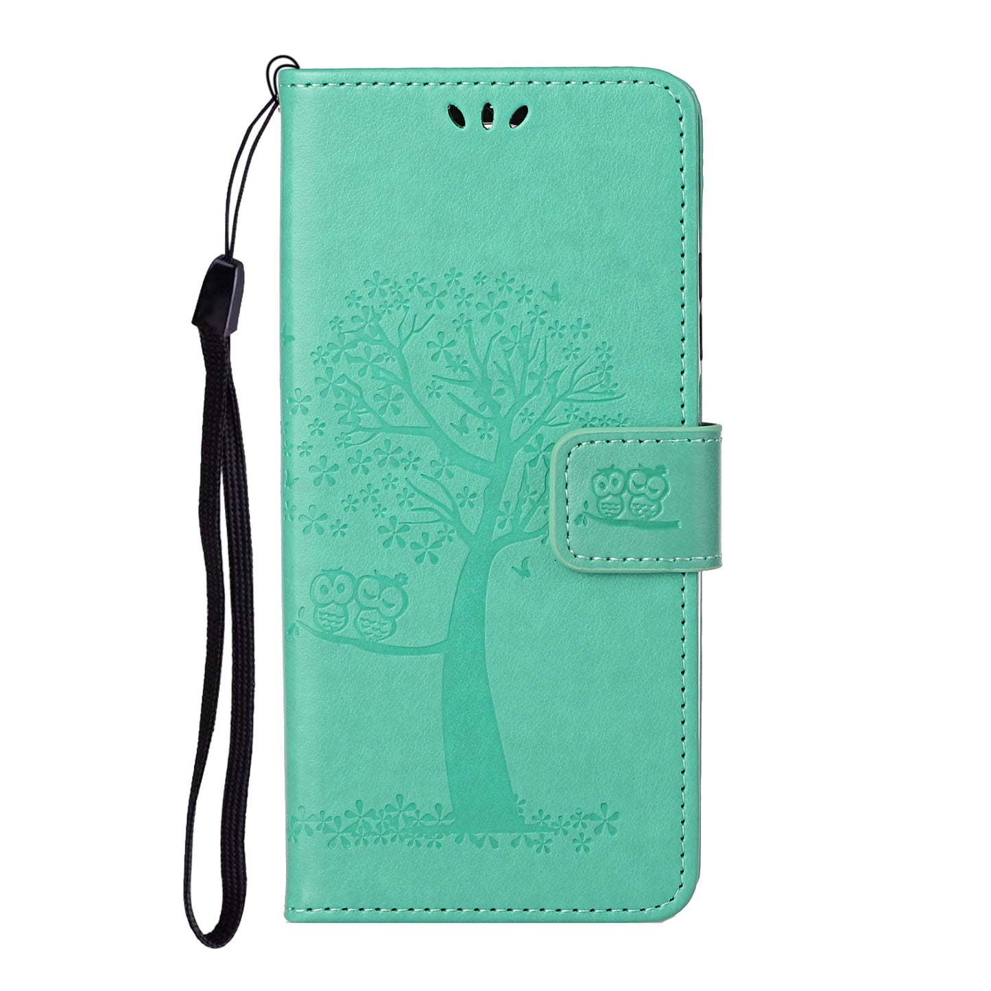 Wallet Design Leather Stand Phone Cover Case with Owl Tree Pattern Imprint for Nokia X10/X20