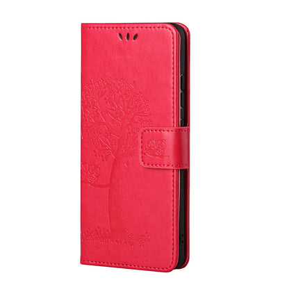 Wallet Design Leather Stand Phone Cover Case with Owl Tree Pattern Imprint for Nokia X10/X20