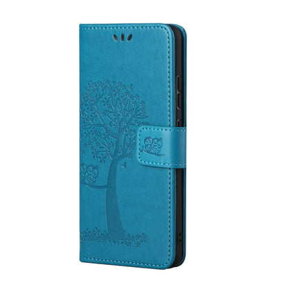 Wallet Design Leather Stand Phone Cover Case with Owl Tree Pattern Imprint for Nokia X10/X20