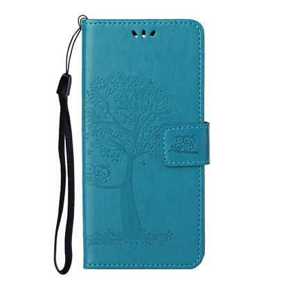 Wallet Design Leather Stand Phone Cover Case with Owl Tree Pattern Imprint for Nokia X10/X20