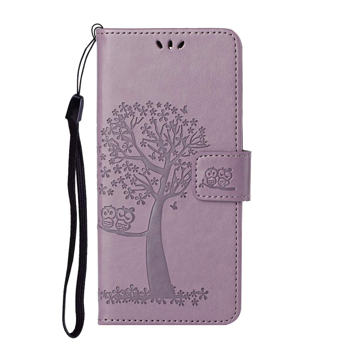 Wallet Design Leather Stand Phone Cover Case with Owl Tree Pattern Imprint for Nokia X10/X20