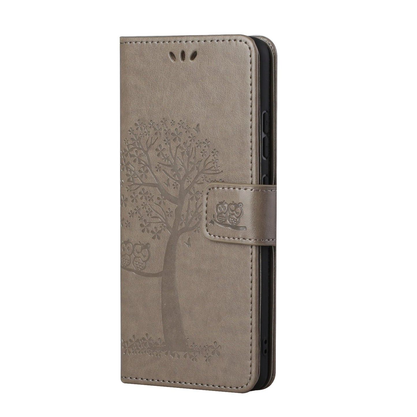 Wallet Design Leather Stand Phone Cover Case with Owl Tree Pattern Imprint for Nokia X10/X20