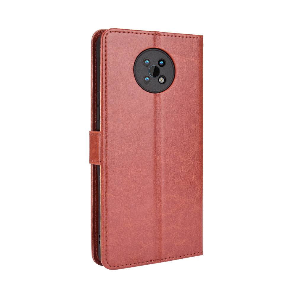 Durable Crazy Horse PU Leather and TPU Phone Flip Case Wallet Design Protective Cellphone Cover Shell for Nokia G50