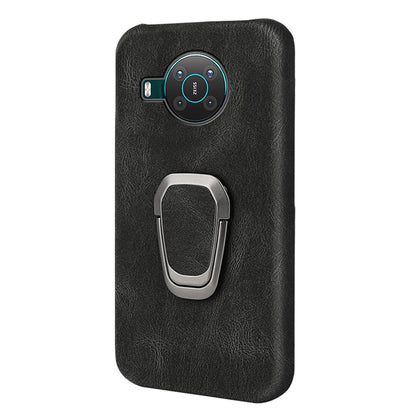 Anti-Drop Smooth Touch PU Leather Coated Hard PC Back Shell Case with Ring Kickstand for Nokia X10 / X20