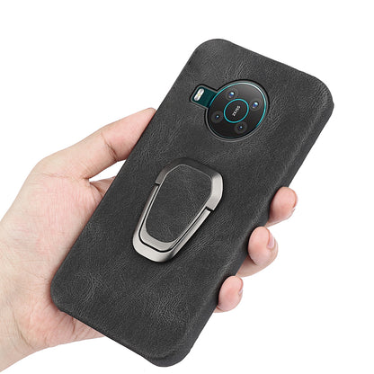 Anti-Drop Smooth Touch PU Leather Coated Hard PC Back Shell Case with Ring Kickstand for Nokia X10 / X20