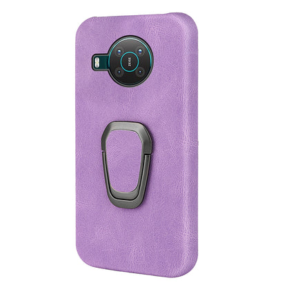 Anti-Drop Smooth Touch PU Leather Coated Hard PC Back Shell Case with Ring Kickstand for Nokia X10 / X20