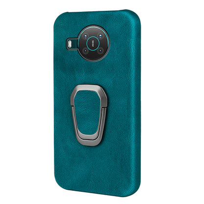 Anti-Drop Smooth Touch PU Leather Coated Hard PC Back Shell Case with Ring Kickstand for Nokia X10 / X20