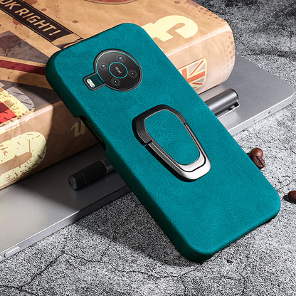 Anti-Drop Smooth Touch PU Leather Coated Hard PC Back Shell Case with Ring Kickstand for Nokia X10 / X20