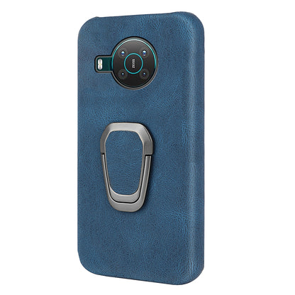 Anti-Drop Smooth Touch PU Leather Coated Hard PC Back Shell Case with Ring Kickstand for Nokia X10 / X20