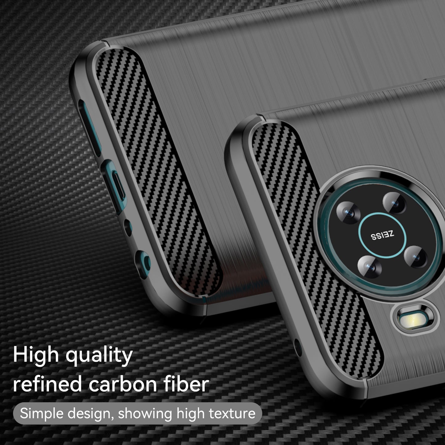 1.8mm Air Cushion Design TPU Case Scratch-Resistant Phone Cover with Carbon Fiber Texture Brushed Surface for Nokia X10/X20