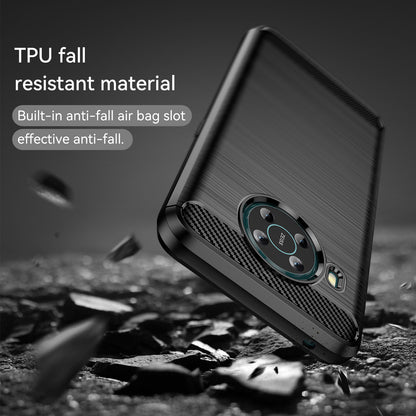 1.8mm Air Cushion Design TPU Case Scratch-Resistant Phone Cover with Carbon Fiber Texture Brushed Surface for Nokia X10/X20