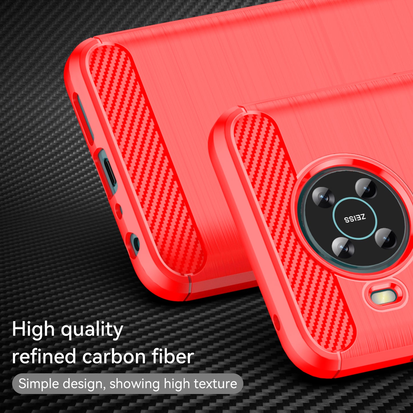 1.8mm Air Cushion Design TPU Case Scratch-Resistant Phone Cover with Carbon Fiber Texture Brushed Surface for Nokia X10/X20