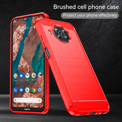 1.8mm Air Cushion Design TPU Case Scratch-Resistant Phone Cover with Carbon Fiber Texture Brushed Surface for Nokia X10/X20