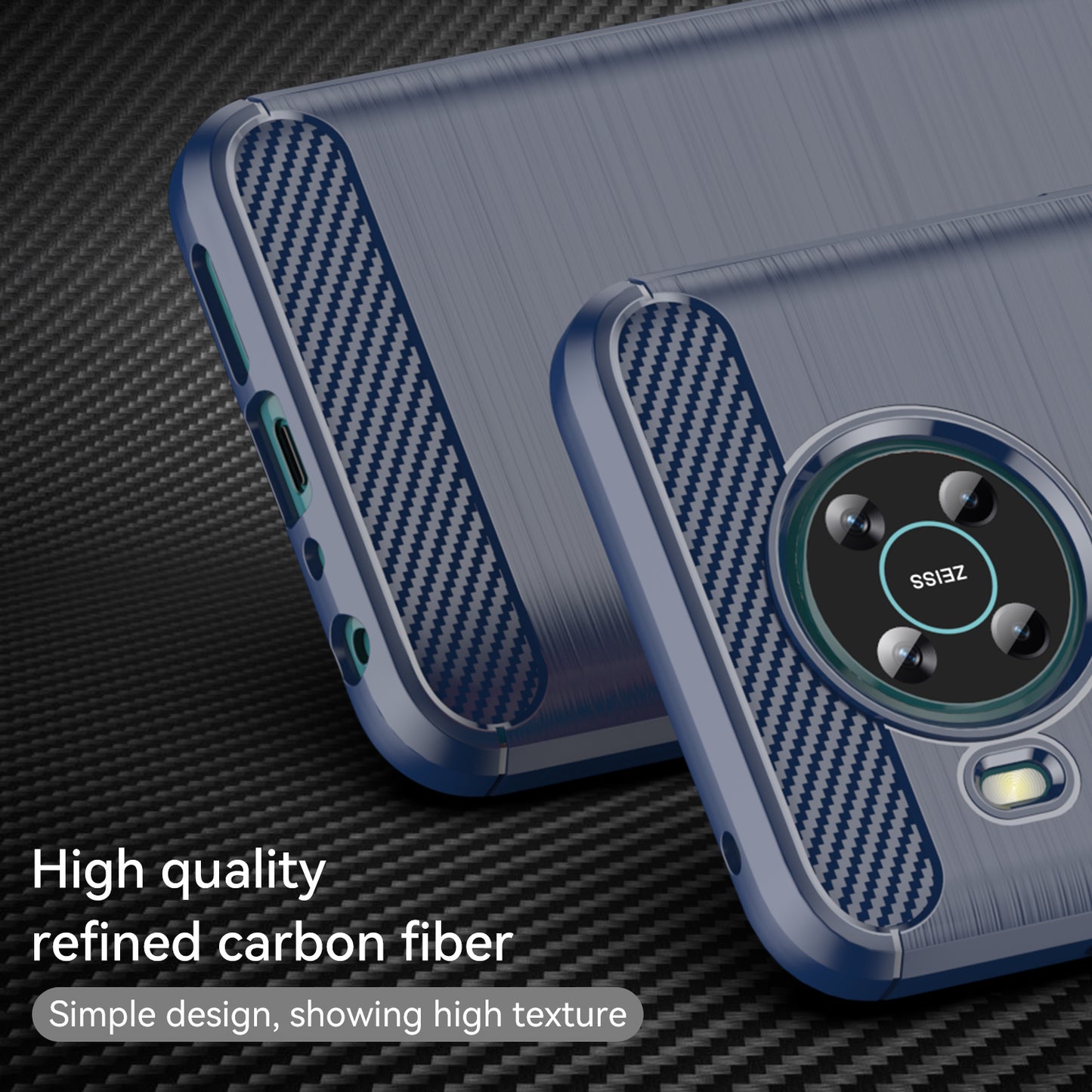 1.8mm Air Cushion Design TPU Case Scratch-Resistant Phone Cover with Carbon Fiber Texture Brushed Surface for Nokia X10/X20