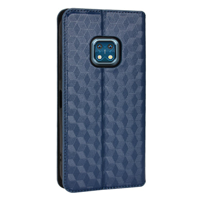 For Nokia XR20 Shockproof PU Leather Phone Cover Stand Rhombus Imprinted Magnetic Absorption Wallet Flip Case