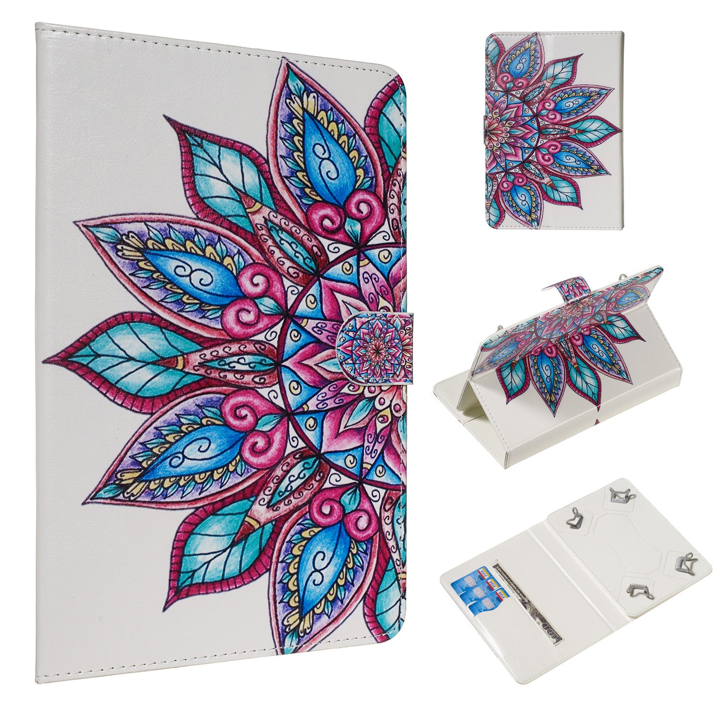 Pattern Printing Universal Leather Wallet Case for 10-inch Tablet PC