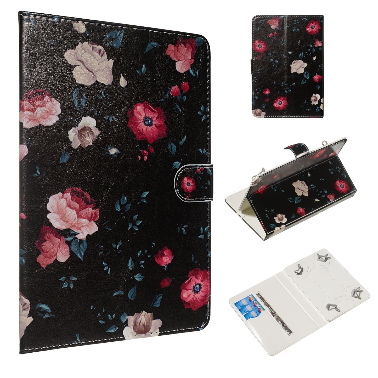 Pattern Printing Universal Leather Wallet Case for 10-inch Tablet PC