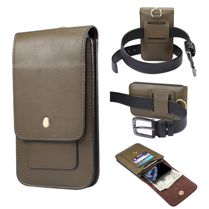 6.3-6.9 Inch Universal Wear-resistant Leather Belt Clip Phone Pouch Case for iPhone Samsung Huawei Etc.