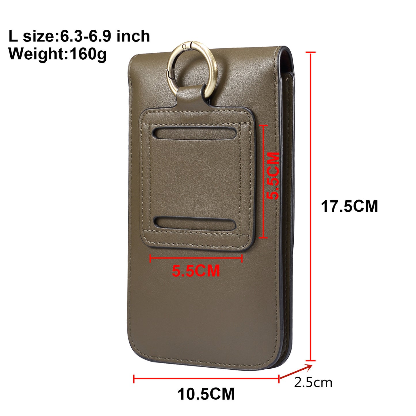 6.3-6.9 Inch Universal Wear-resistant Leather Belt Clip Phone Pouch Case for iPhone Samsung Huawei Etc.