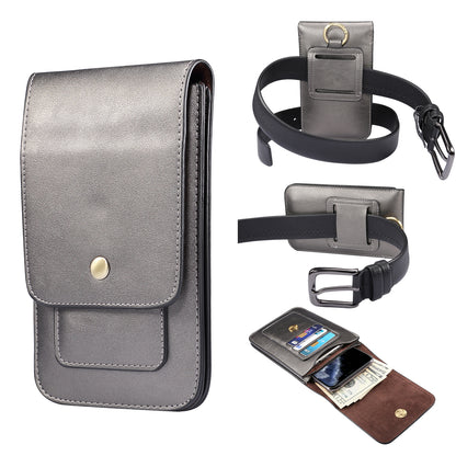 6.3-6.9 Inch Universal Wear-resistant Leather Belt Clip Phone Pouch Case for iPhone Samsung Huawei Etc.