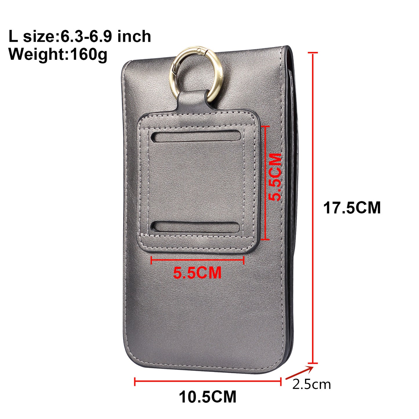 6.3-6.9 Inch Universal Wear-resistant Leather Belt Clip Phone Pouch Case for iPhone Samsung Huawei Etc.