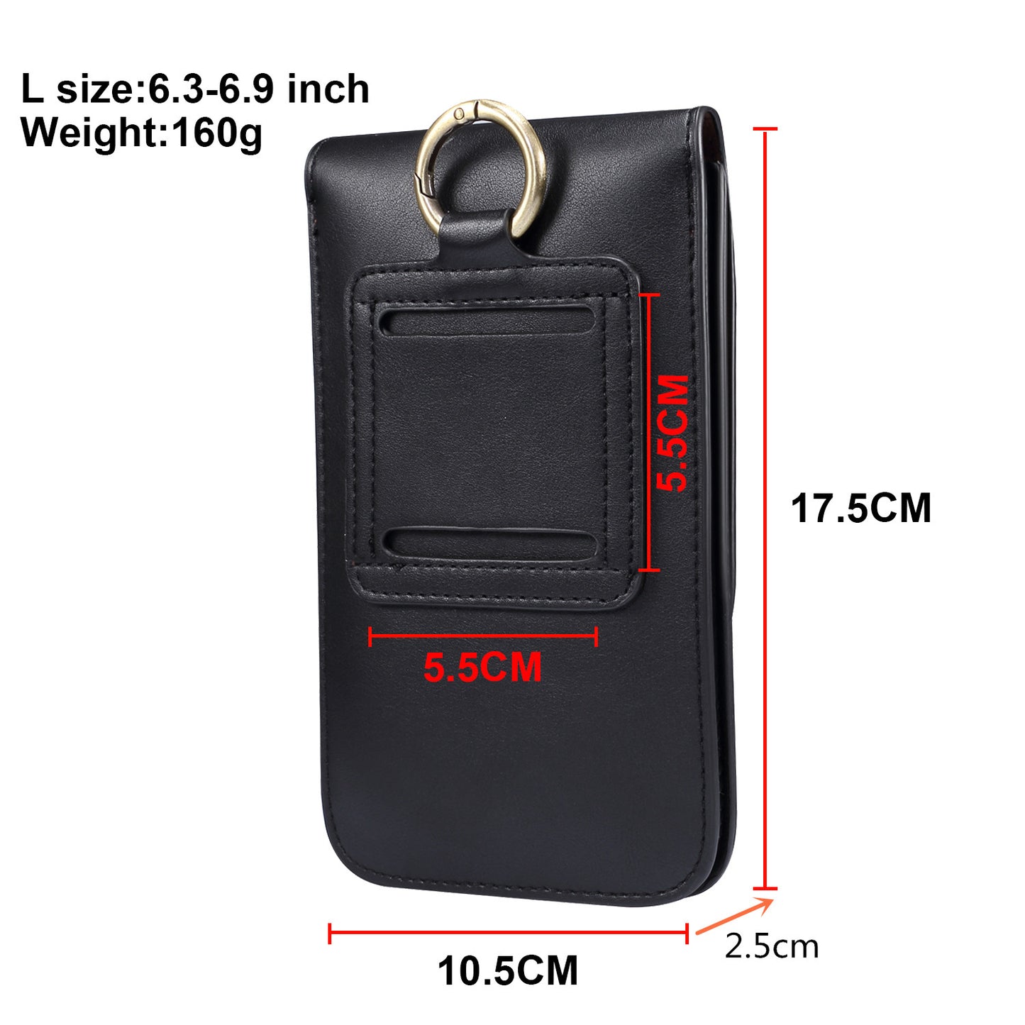 6.3-6.9 Inch Universal Wear-resistant Leather Belt Clip Phone Pouch Case for iPhone Samsung Huawei Etc.