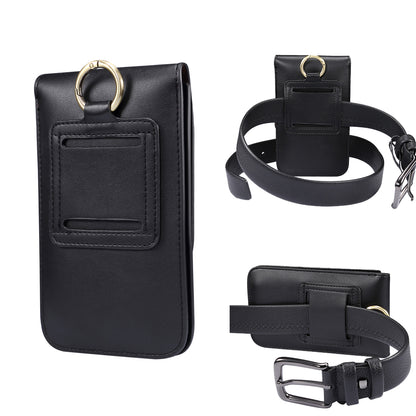 6.3-6.9 Inch Universal Wear-resistant Leather Belt Clip Phone Pouch Case for iPhone Samsung Huawei Etc.