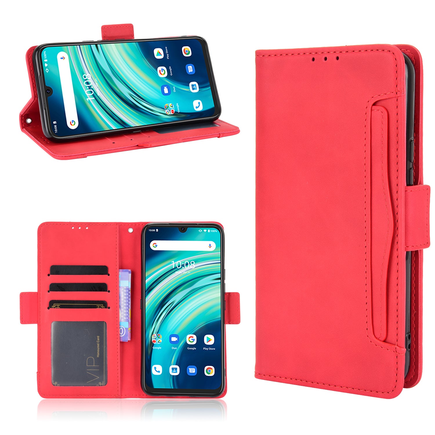 Multiple Card Slots Wallet Stand PU Leather Mobile Phone Cover Case for Umidigi A9 Pro