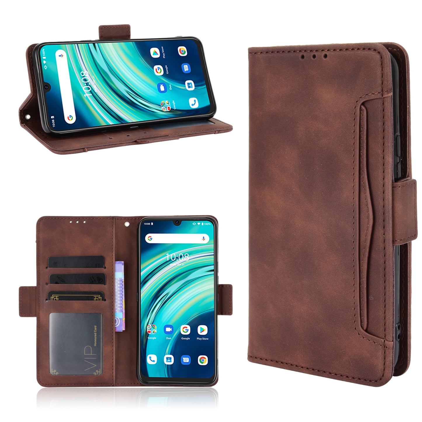 Multiple Card Slots Wallet Stand PU Leather Mobile Phone Cover Case for Umidigi A9 Pro