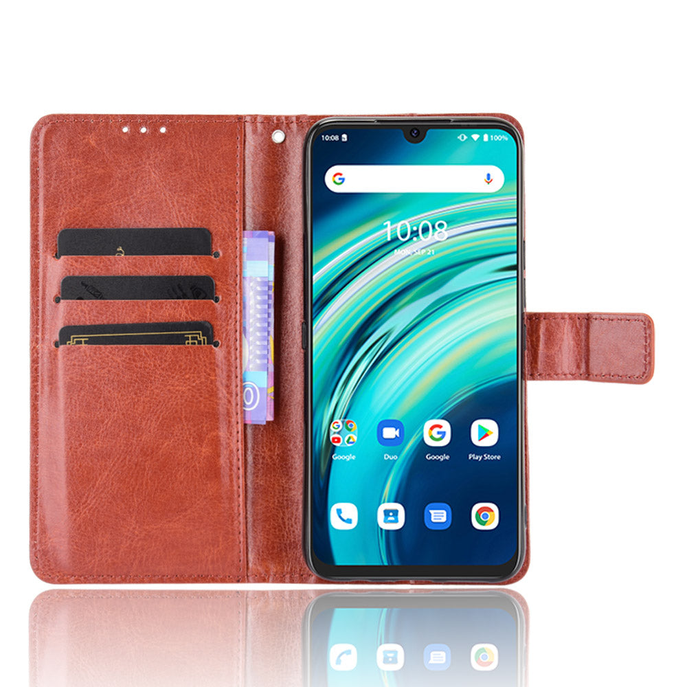 Wallet Stand Phone Cover for Umidigi A9 Pro Crazy Horse Texture Leather Shell