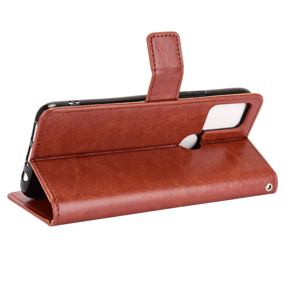 Wallet Stand Phone Cover for Umidigi A9 Pro Crazy Horse Texture Leather Shell