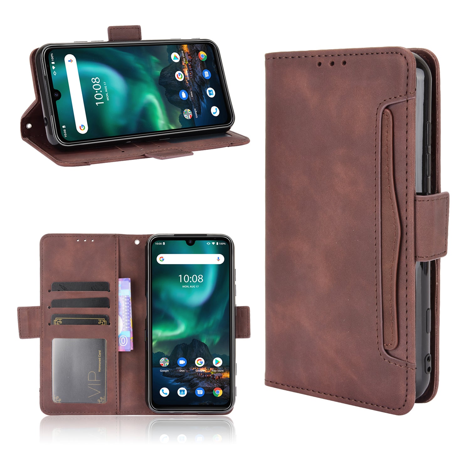 Leather Phone Wallet Design Stand Feature Protective Cover Case with Multiple Card Slots for UMIDIGI Bison