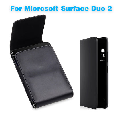 Rotary Back Clip Waist Belt PU Leather Phone Case Bag Magnetic Flip Protective Cover 153x100x22mm for Microsoft Surface Duo 2