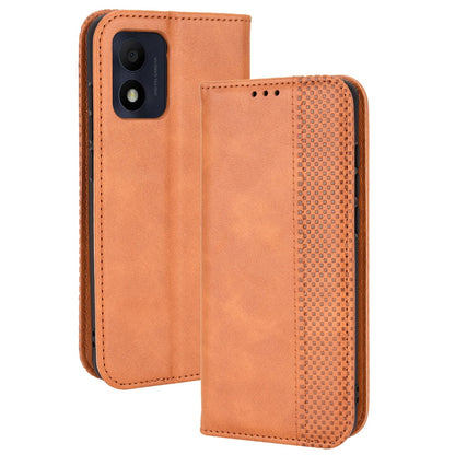 For TCL 303/Alcatel 1B (2022) Anti-fall Auto Closing Magnetic Mosaic Imprinted Phone Shell Retro Texture PU Leather+TPU Wallet Stand Protector