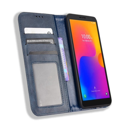 For TCL 303/Alcatel 1B (2022) Anti-fall Auto Closing Magnetic Mosaic Imprinted Phone Shell Retro Texture PU Leather+TPU Wallet Stand Protector