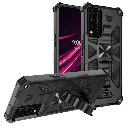 Military Grade Car Mount Kickstand Hybrid Hard PC Soft TPU Shockproof Protective Case for T-Mobile REVVL V+ 5G