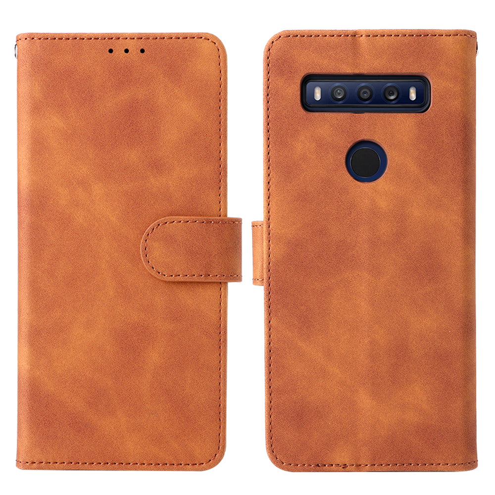 Skin-touch Feeling Full Protection Stand Wallet Leather Phone Cover Case for TCL 10 SE