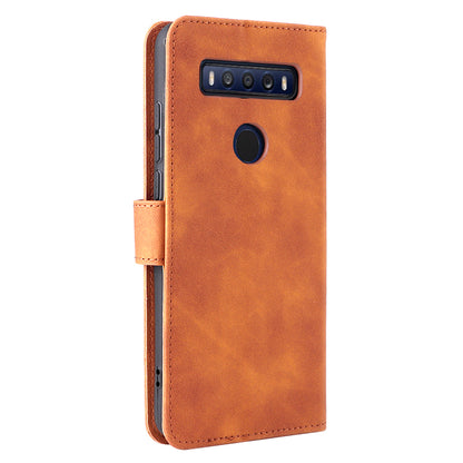 Skin-touch Feeling Full Protection Stand Wallet Leather Phone Cover Case for TCL 10 SE