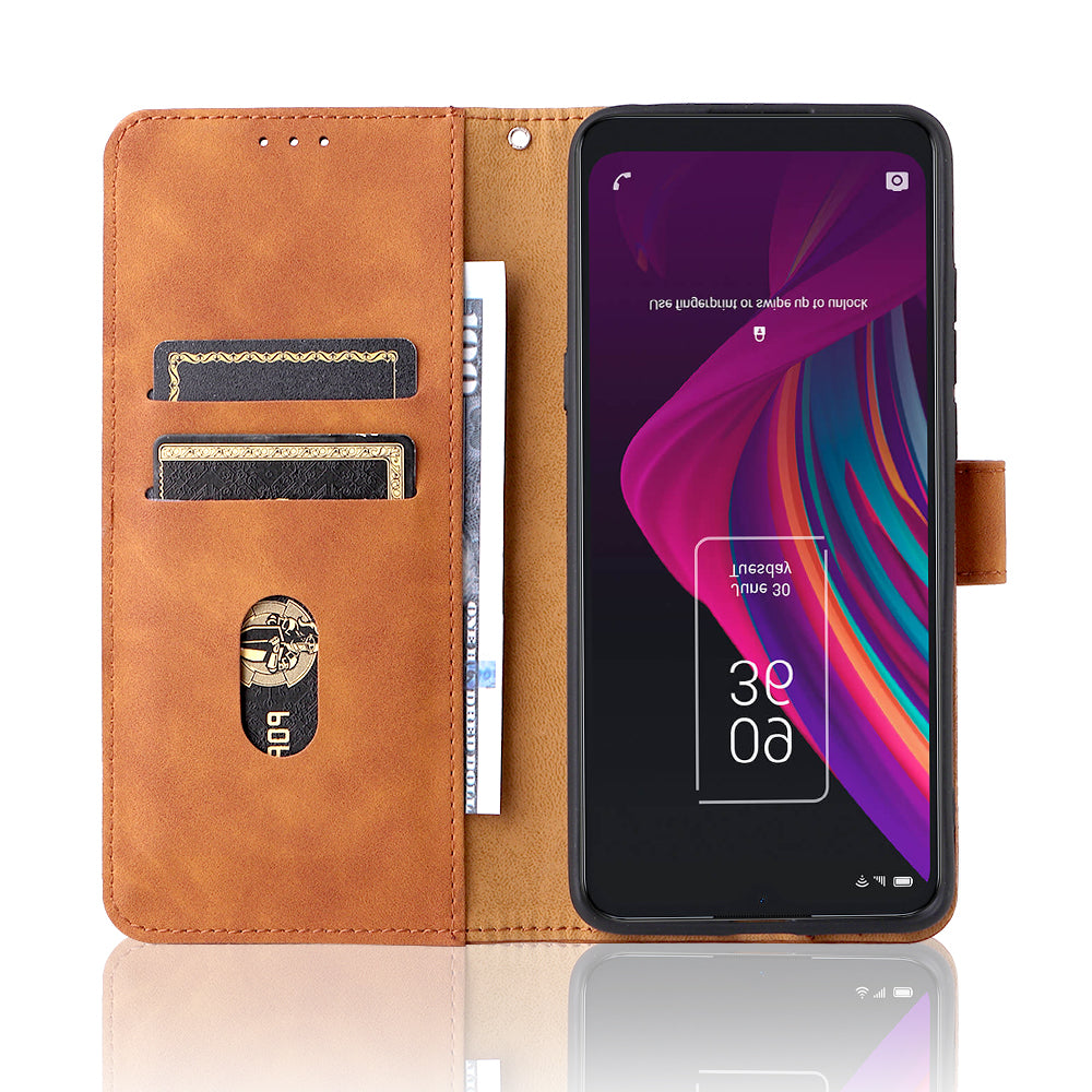 Skin-touch Feeling Full Protection Stand Wallet Leather Phone Cover Case for TCL 10 SE