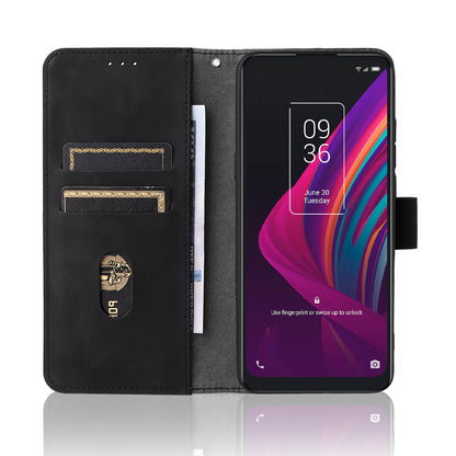 Skin-touch Feeling Full Protection Stand Wallet Leather Phone Cover Case for TCL 10 SE