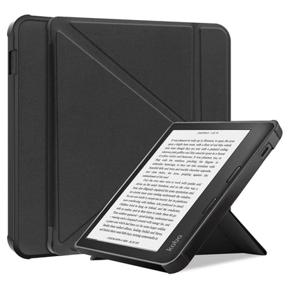 Auto Wake/Sleep Function PU Leather Case Solid Color Origami Stand Protective E-reader Cover for Kobo Libra 2