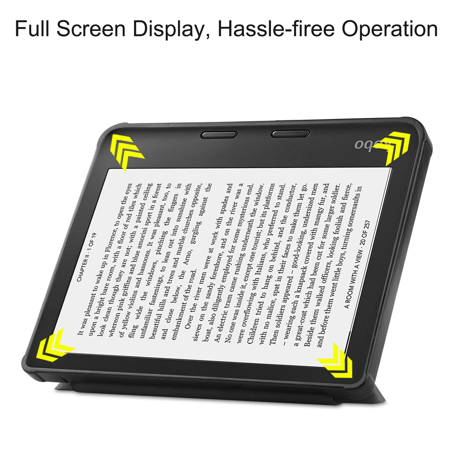 Auto Wake/Sleep Function PU Leather Case Solid Color Origami Stand Protective E-reader Cover for Kobo Libra 2