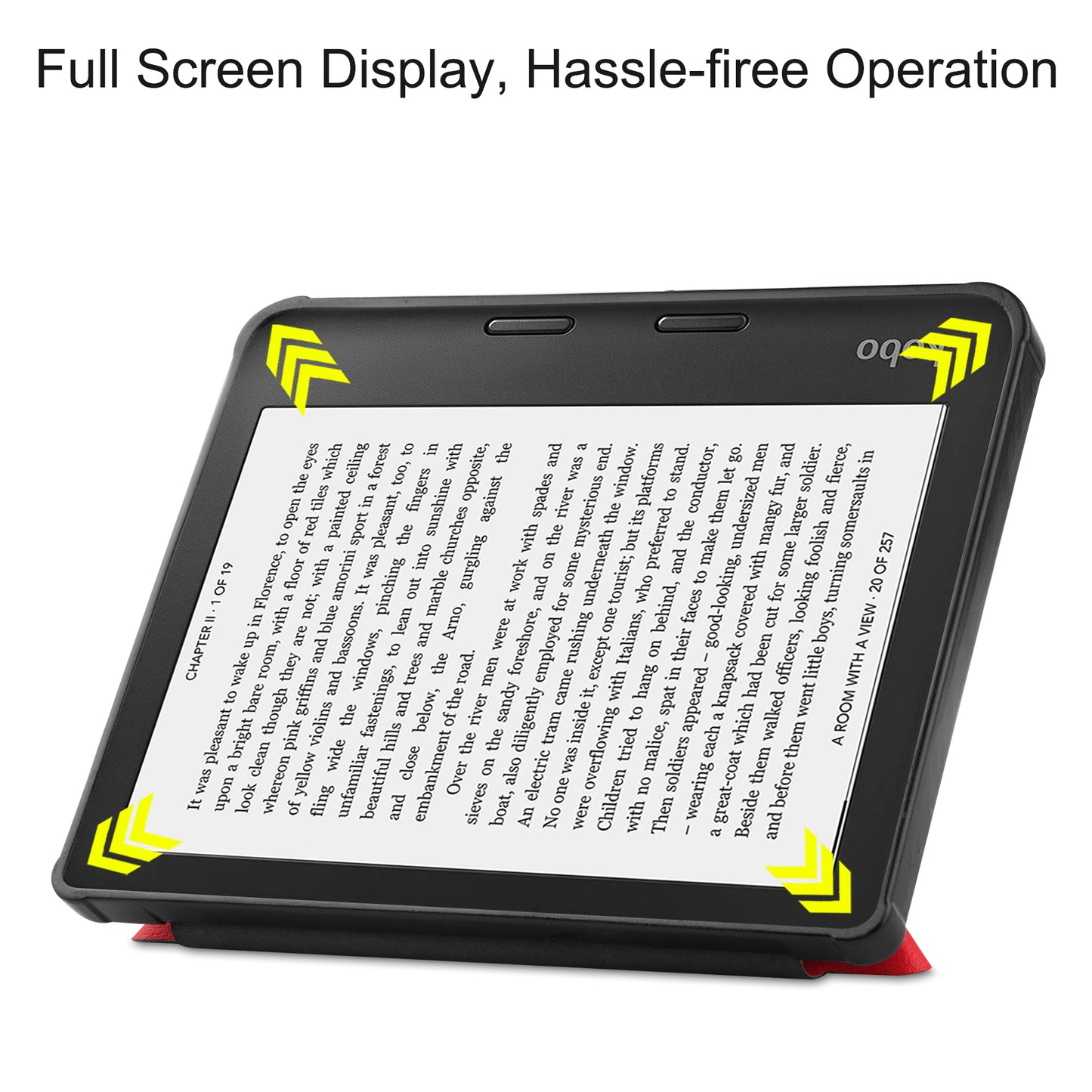 Auto Wake/Sleep Function PU Leather Case Solid Color Origami Stand Protective E-reader Cover for Kobo Libra 2