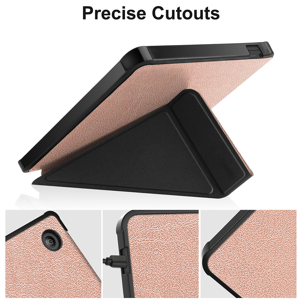 Auto Wake/Sleep Function PU Leather Case Solid Color Origami Stand Protective E-reader Cover for Kobo Libra 2