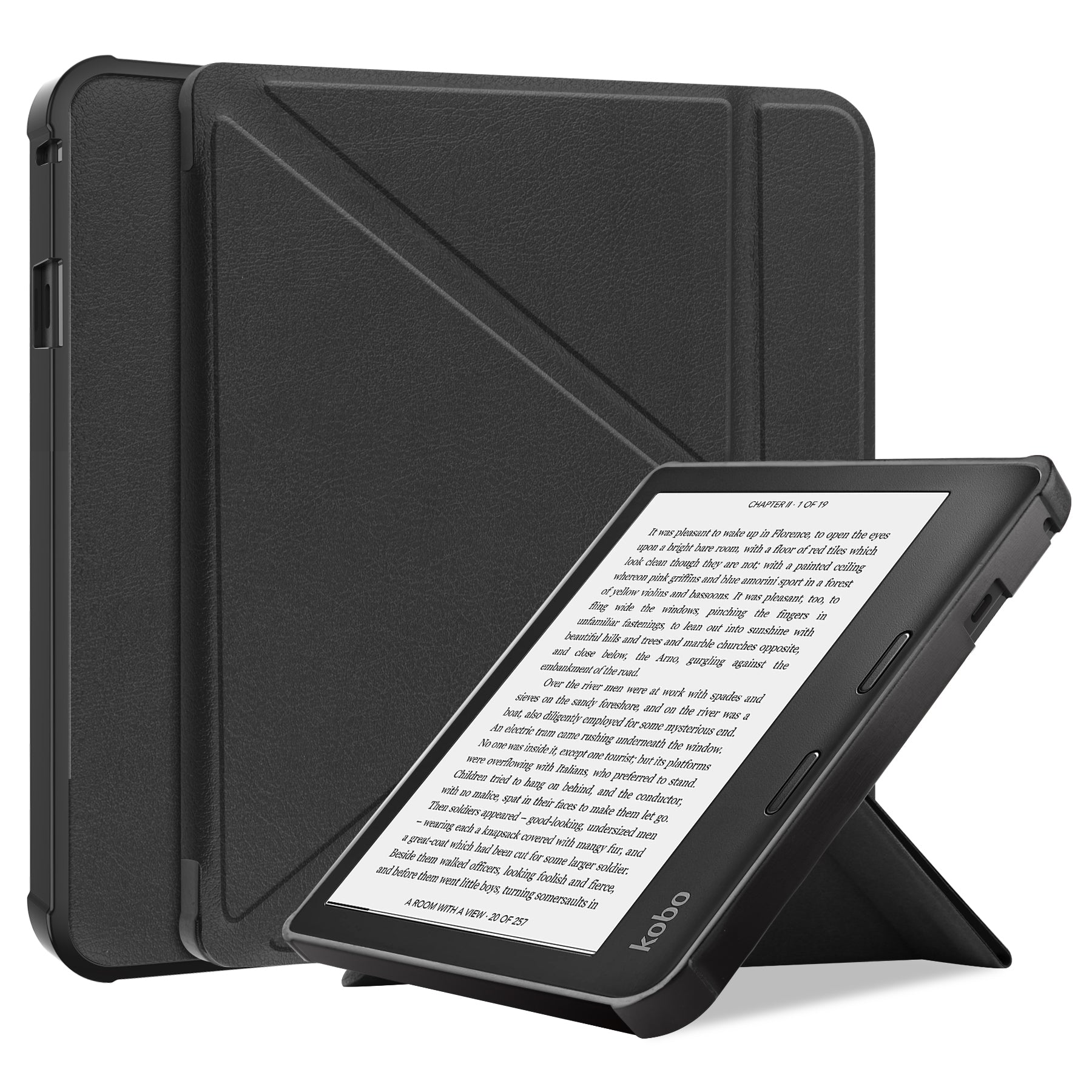 Auto Wake/Sleep Function Origami Stand PU Leather Case Cover for Kobo Sage