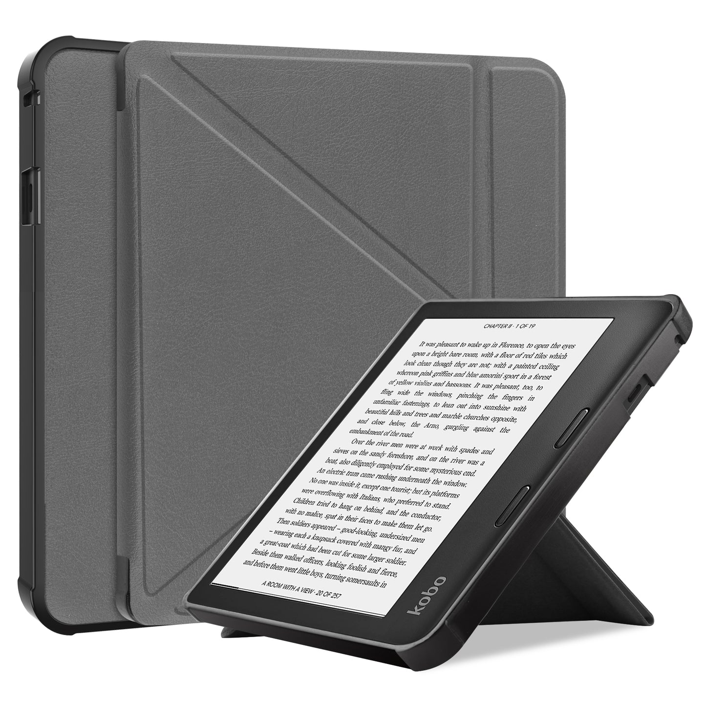 Auto Wake/Sleep Function Origami Stand PU Leather Case Cover for Kobo Sage