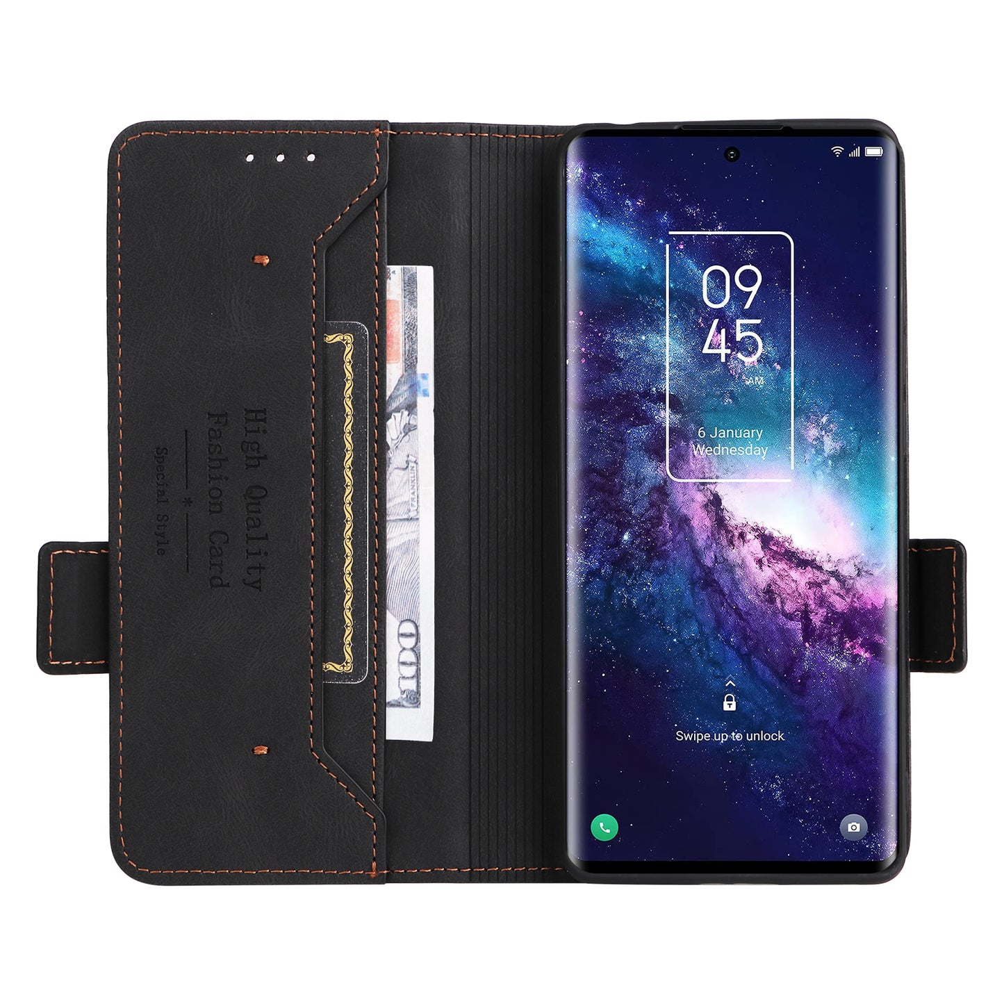 For TCL 20 Pro 5G PU Leather Phone Case Shockproof Phone Cover Folio Flip Case with Stand Wallet